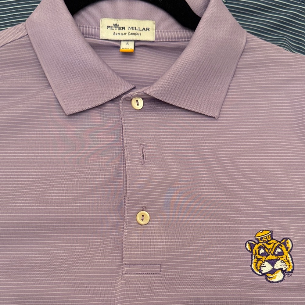 Peter Millar Lavender Polo with LSU Logo